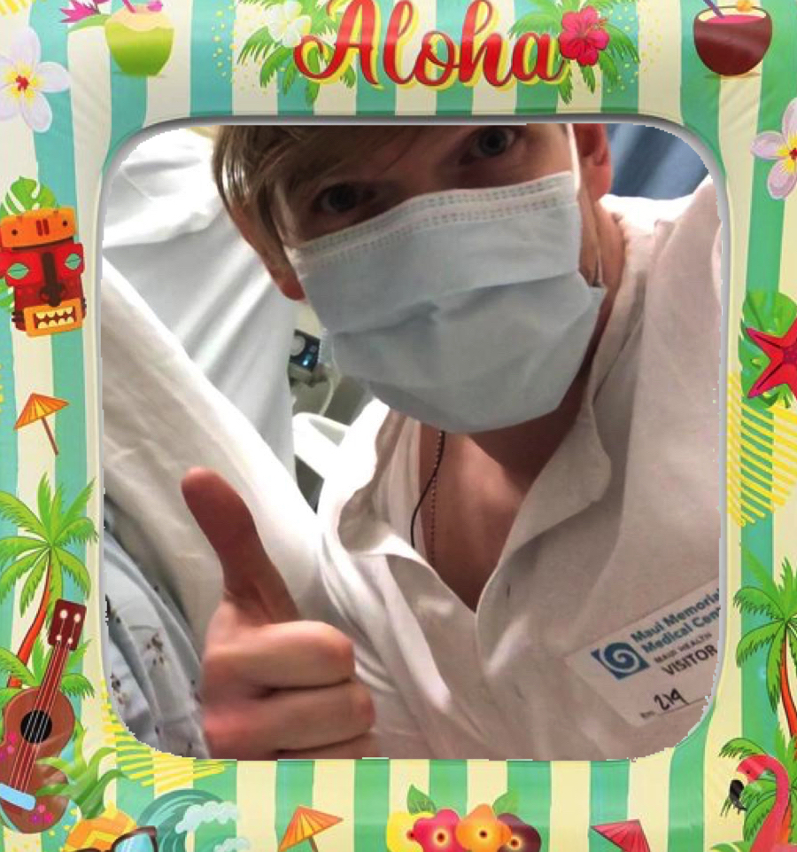 Selfie taken in the emergency room at Memorial Medical Centre in Kahului. 