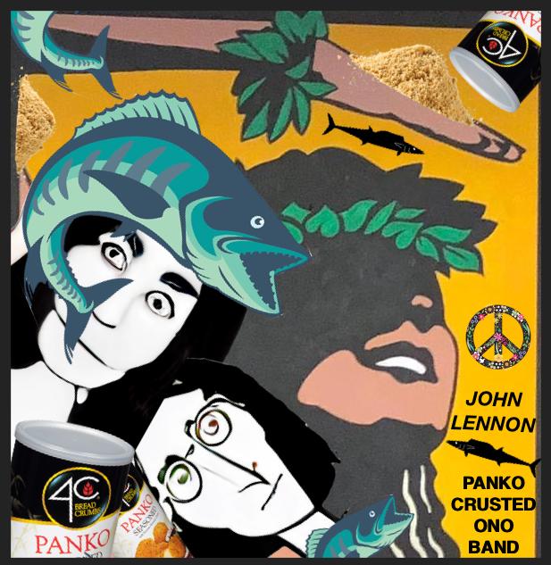 Album cover with Café O'Lei's Hula girl and John + Yoko. Titled "Panko Crusted Ono Band." 